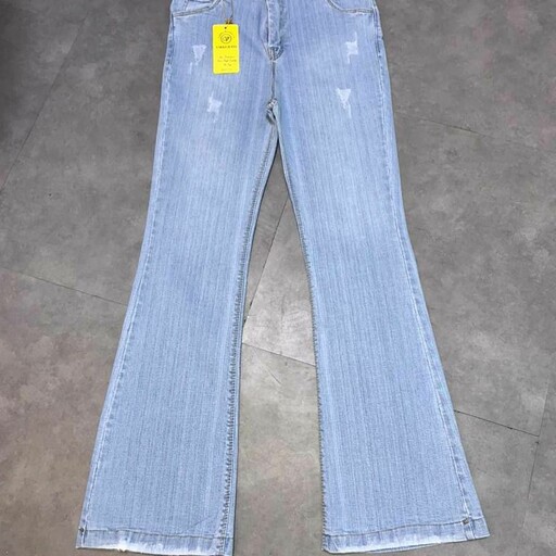 شلوار جین زنانه دمپا گشاد پارچه ترک از سایز 38 تا 46 در سه رنگ آبی یخی، طوسی و زغالی