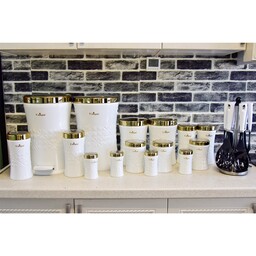 سرویس آشپزخانه 22پارچه  طرح ونیز برند یونیک رنگ سفید درب طلایی