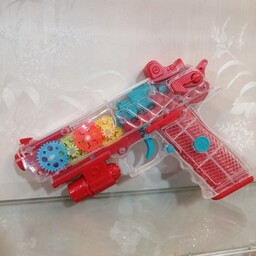 تفنگ اسباب بازی باتری خور چرخ دنده ای رنگ قرمز