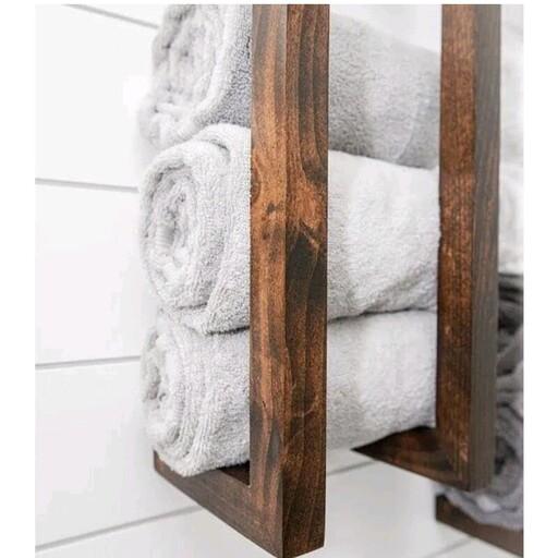 جا حوله ای چوبی دو عددی  ضد آب مناسب برای حوله و دستمال های حمام و آشپزخانه 