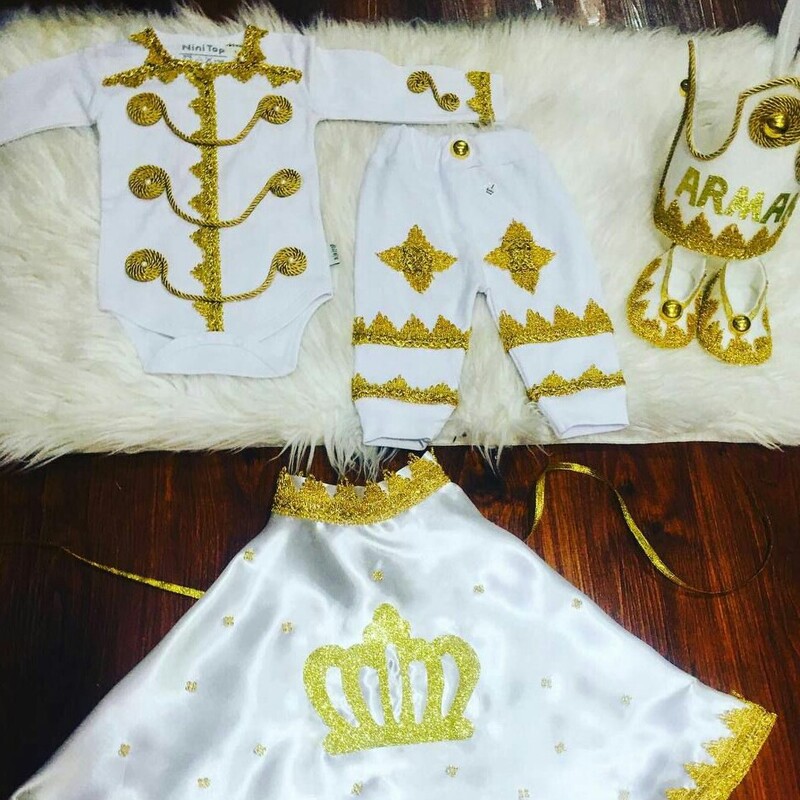 لباس شاهزاده و تواد ختنه سورون برای نوازدی صفر تا دو سال  جنس نخ پنبه