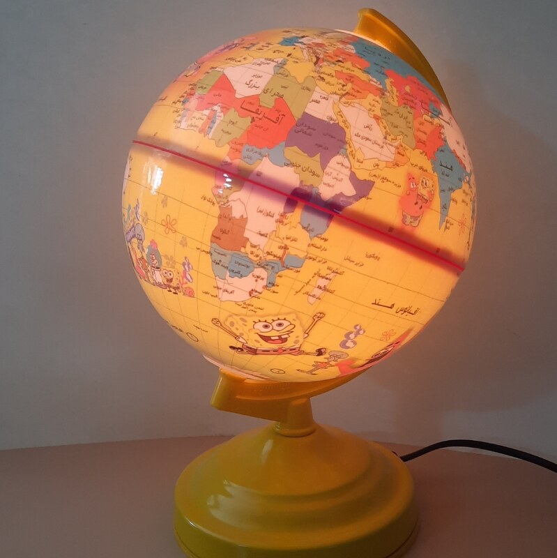 کره زمین (کره جغرافیایی) پایه استیل لامپ دار 20 سانت 