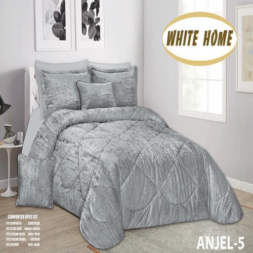 روتختی مخمل شانل white homeمدل anjel دونفره 8 تکه رنگ طوسی