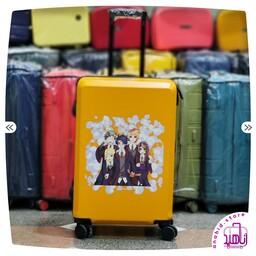 چمدان کودک وارداتی برند ریکاردو طرح انیمه زرد رنگ