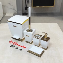 ست  سرویس بهداشتی( 5پارچه) برند هارمونی مدل آوا رنگ سفید طلایی(ارسال رایگان)