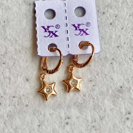 گوشواره ysx حلقه ای با آویز ستاره طلایی