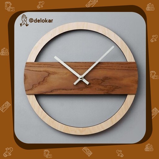 ساعت دیواری چوبی مدل empty circle سایز 40 در 40 رنگ کرمی 