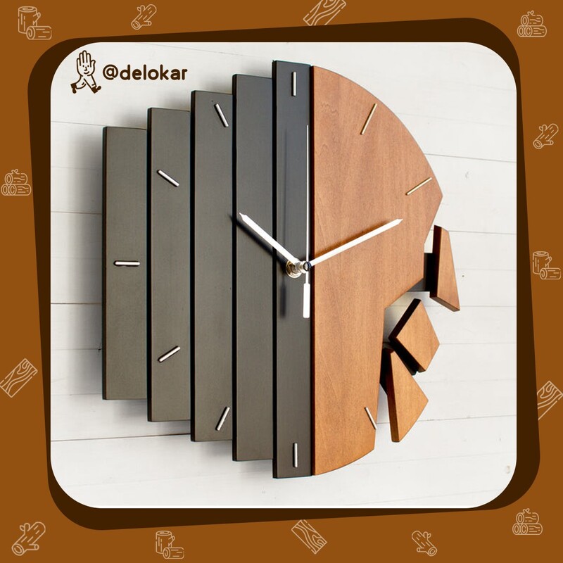 ساعت دیواری چوبی مدل   strips A plus ابعاد 40 در 40 رنگ سیاه قهوه ای
