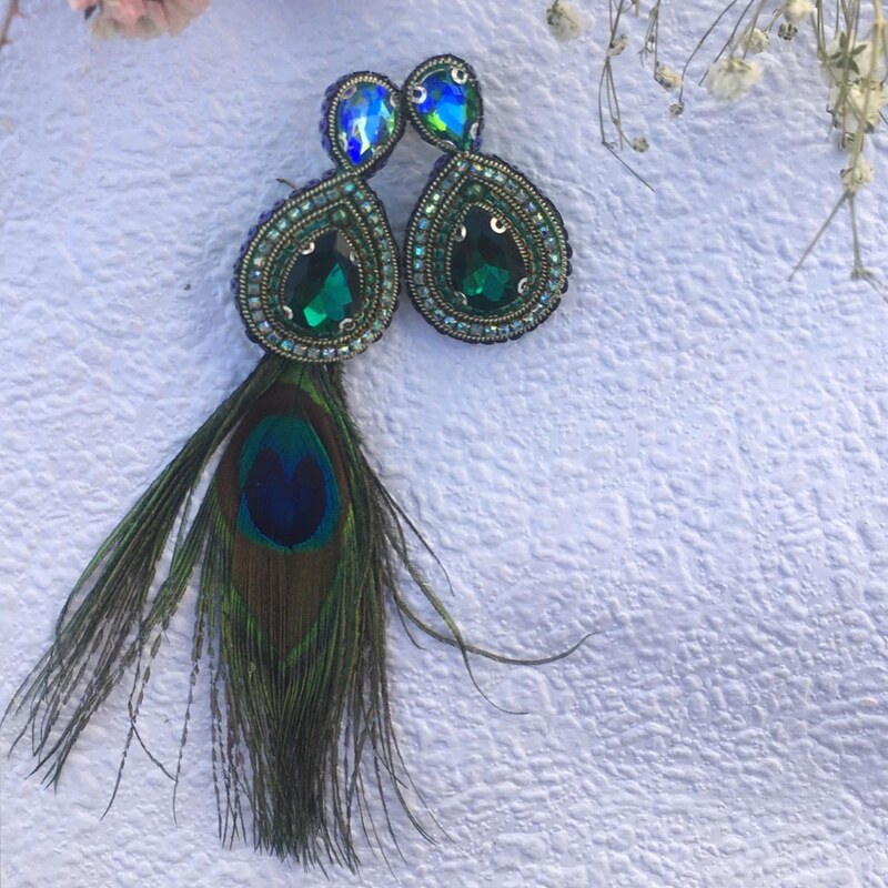 گوشواره جواهردوزی طاووس