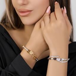 دستبند النگویی جواهری با نگینهای اتمی درخشان و براق کد 7643