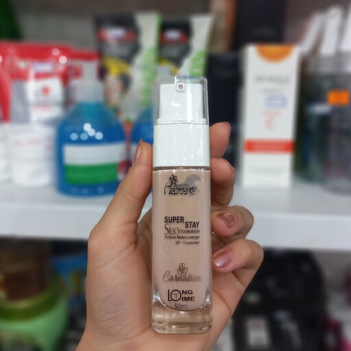 کرم پودر super stay silkyfoundation دارای spf15  با قدرت کاور بالا ماندگاری بالای 16 ساعت 