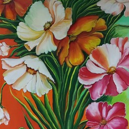 تابلوی نقاشی رنگ روغن گلهای لاله عباسی.درابعاد50در50سانت.بدون قاب