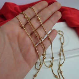 زنجیر زنانه طرح طلا استیل بلند رولباسی رنگ ثابت کپی طلا دارای دو رنگ نقره ای و طلایی