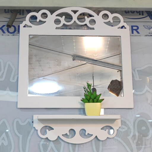 گالری شلف محمد آینه کنسول سایز کوچک طرح مستطیل ساده تاج دار ضد آب مناسب برای حمام و توالت و روشویی 