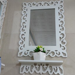 گالری شلف محمد آینه کنسول سایز کوچک طرح گل نیلوفر مناسب برای حمام و توالت کاملا ضدآب 