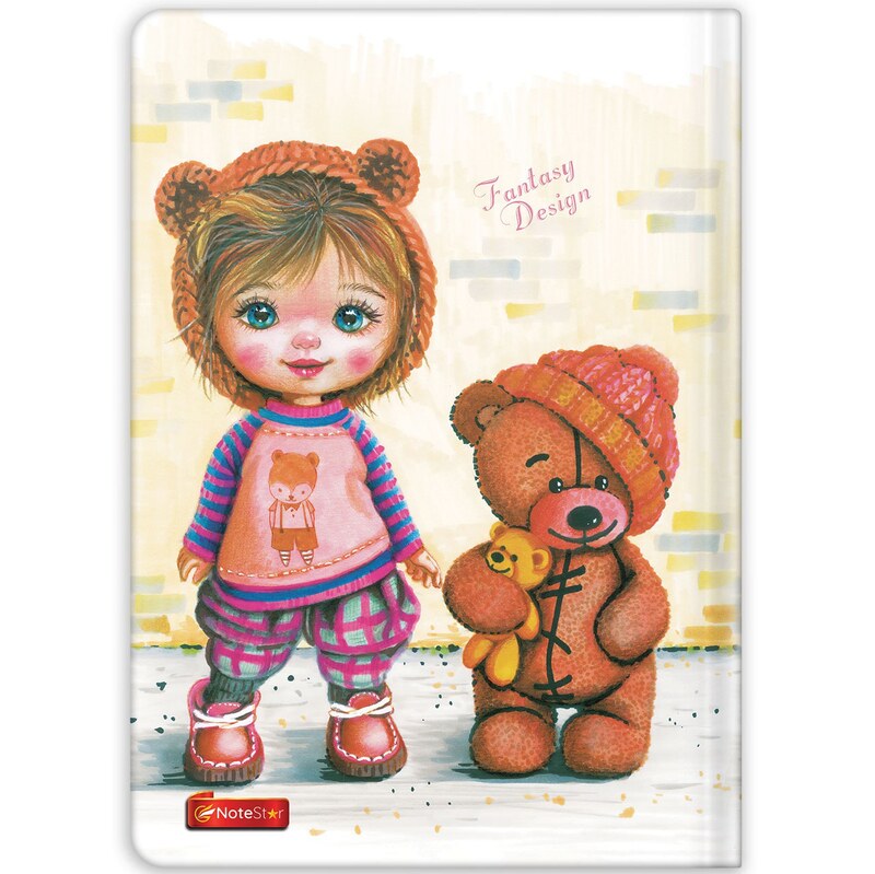 دفتر مشق 100 برگ دوختی جلد سخت نوت استار طرح پسر و عروسک خرس کد D-412