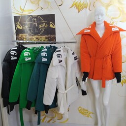 کاپشن کوتاه سیلیکونی دخترانه اسپرت با رنگ های مشکی -سبز-سفید-نارنجی و سایز های 1و 2 مناسب سایز 36 تا 48 