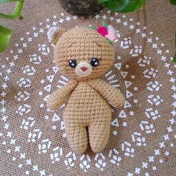 خرس کوچولوی بوهو با گوش گل گلی،کاملا دستبافت و دست ساز