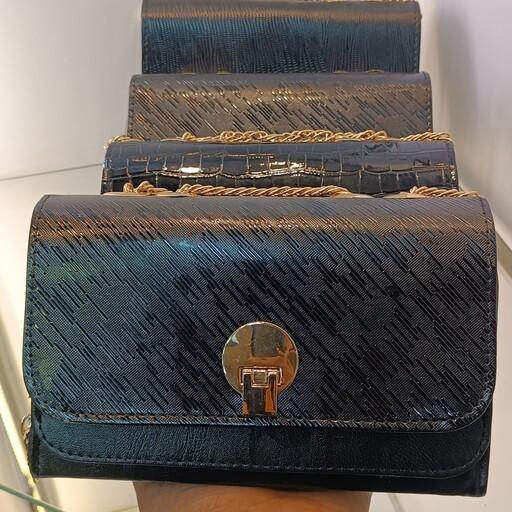 کیف سر شانه ای زنانه دو زیپ با زنجیر طلایی