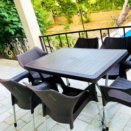 میز  تاشو و صندلی پلاستیکی پایه فلزی 6 نفره - مخصوص فضای باز - حیاط - تراس - بالکن-روف - دکور- ارسال رایگان به کل ایران