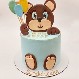 کیک تولد خرس و بادکنک