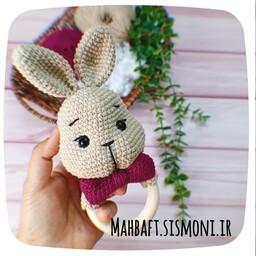 جغجغه ی نوزادی بافتنی مدل خرگوش پسرانه و دخترانه مناسب هدیه و سیسمونی 