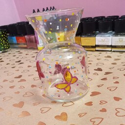 گلدان شیشه ای ویترای طرح پروانه