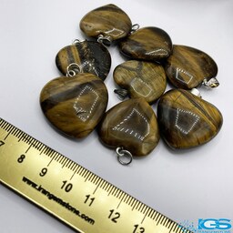 گردنبند سنگ چشم ببر ماداگاسکار تراش قلب بدون بند TIGER EYE