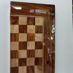 شطرنج چوبی گردو درجه 1 تخته چوب گردو طرح قاب سینی معرق کاری دور کنده کاری 