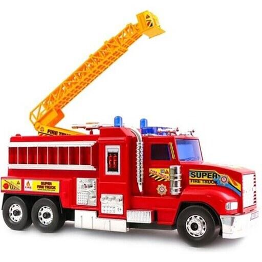 ماشین آتش نشانی اسباب بازی قدرتی سایز بزرگ نیم متری 