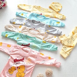 لباس نوزادی ست سه تیکه نوزادی طرح جوجه در چند رنگ