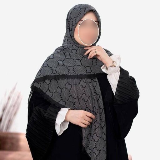 روسری مجلسی و شیک وارداتی برند سیا اسکارف طرح گوچی مشکی رنگ 