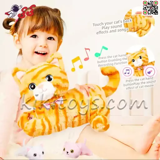 عروسک گربه اسباب بازی سنسوری و موزیکال با بچه CAT PETS 93381E