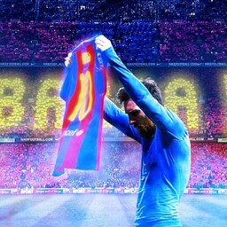پوستر دیواری سه بعدی ضدآب طرح بارسلونا مسی