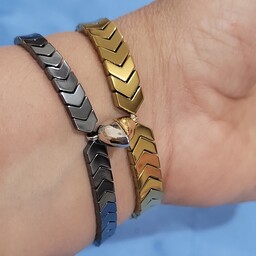 دستبند دوستی با سنگهای حدید طلایی و نقره ای ( مخصوص ولنتاین)