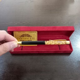 خودکار روکش طلا شناسنامه دار همراه با جعبه لوکس و حک اسم دلخواه 