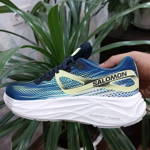 کتونی و کفش سالومون رانینگ کتانی رانینگ سالمون طرح اصلی Salomon Aero Glide White رنگ سبز و آبی ویتنام مستر کوالیتی

