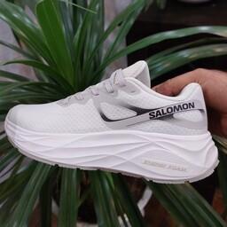 کتونی و کفش سالومون رانینگ کتانی رانینگ سالمون طرح اصلی Salomon Aero Glide White رنگ طوسی ویتنام مستر کوالیتی

