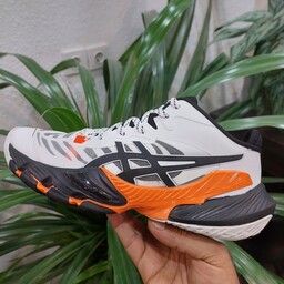 کتونی و کفش والیبال هندبال بسکتبال  اسیکس  متارایز  کیفیت مستر کوالیتی ویتنام Asics Metarise رنگ سفید نارنجی مشکی 