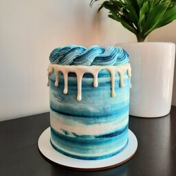 مینی کیک تولد خامه ای کهکشانی  آبی 