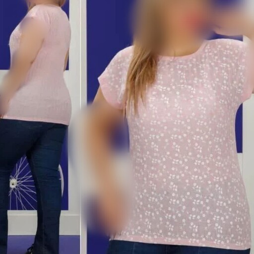 تیشرت  زنانه   چاپ شکوفه یقه گرد و 
راحتی سایز 36 تا 44