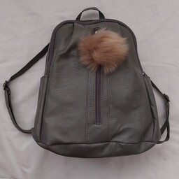 کوله پشتی مشکی  کیف طوسی (ارسال رایگان) کیف  زنانه کیف مدرسه کیف دخترانه چرم