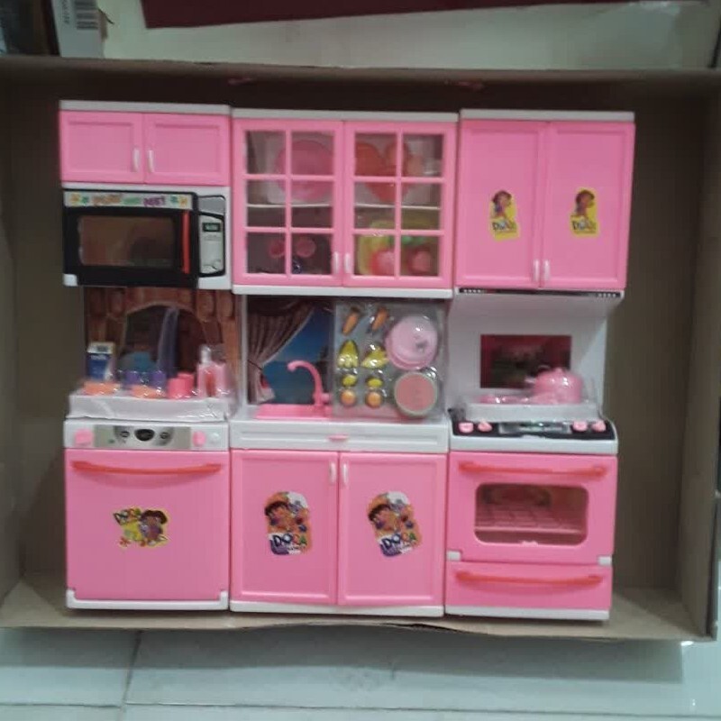 اسباب بازی دخترانه سرویس آشپزخانه سه تکه ظرفشویی گاز ماشین لباسشویی 