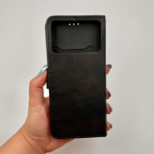 کیف گوشی Poco X4 Pro 5G شیائومی چرمی مدل جاکارتی مگنت دار لوکس مشکی کد 36538