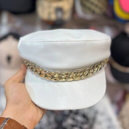 کلاه کاپیتانی مشکی و سفید کلاه چرم کلاه اسپرت کلاه زنانه کلاه دخترانه  