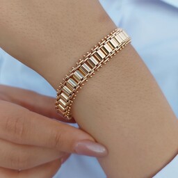 دستبند ژوپینگ، کیفیت عالی، رنگ ثابت، روکش طلا، طول 21 سانت، بدلیجات مشابه نمونه ی طلا