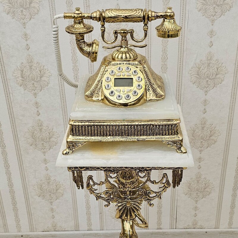 تلفن رومیزی و میز تلفن برنزی مدل ستون فرشته کد 1820  تلفن رومیزی و میزتلفن برنجی