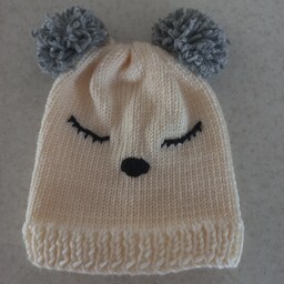 کلاه بافتنی نوزادی خرس کوچولو خوابالو دست بافت