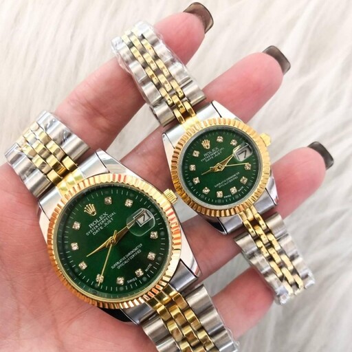 ساعت مچی ست زنانه مردانه رولکس Rolex صفحه سبز