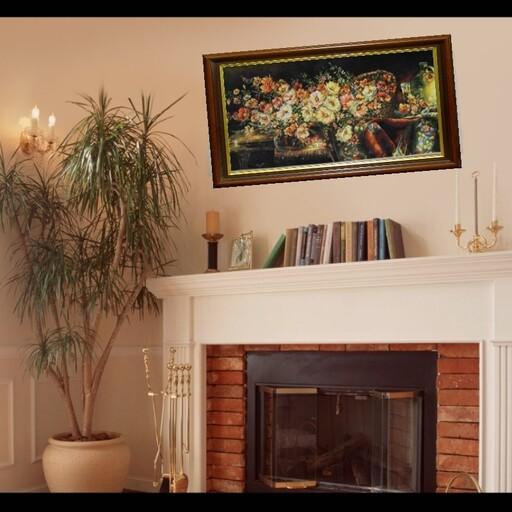 تابلو فرش سبد گل رز سایز 100 در 70 با کیفیت HDمناسب دکور خانه و هدیه 